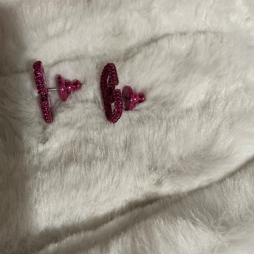 Valentino Garavani Preloved Fushia Crystals VLogo Earrings - Picture 3 of 13